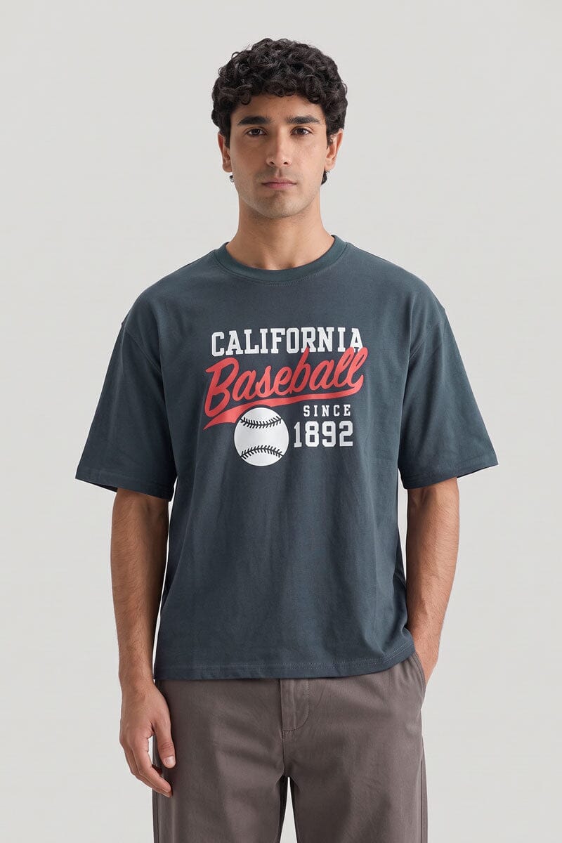 TN Men's California Baseball Oversized Tee Shirt