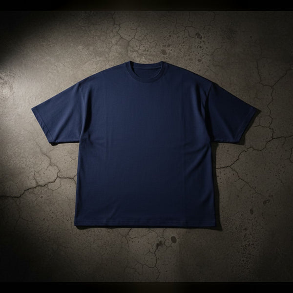 Deknit drop shoulder tee in Navy