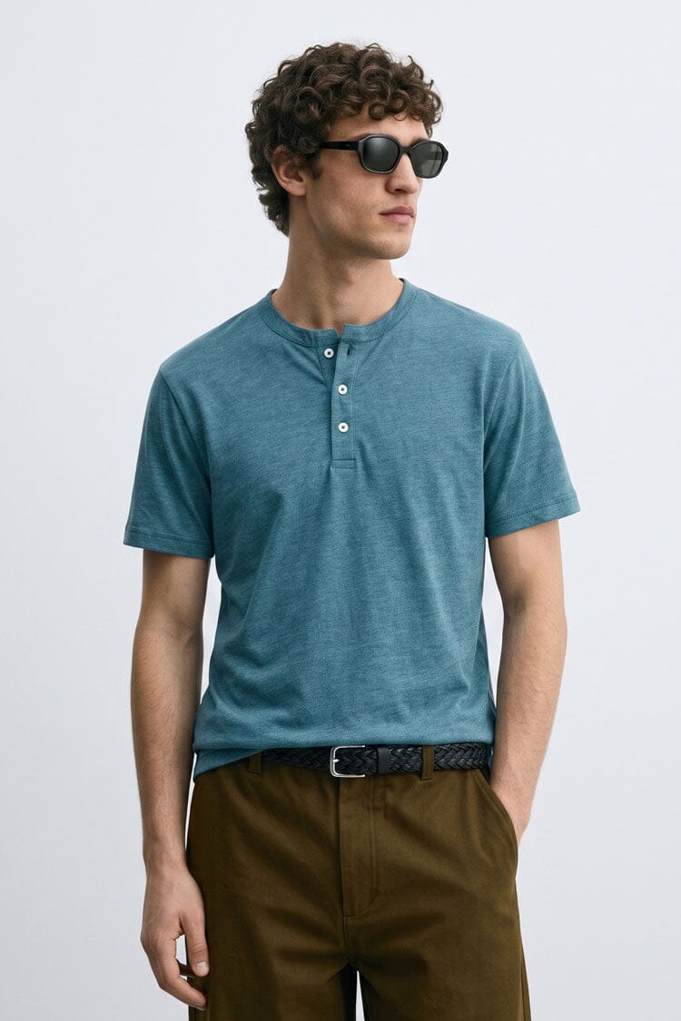 USQUARED Men's Textured Henley Tee Shirt