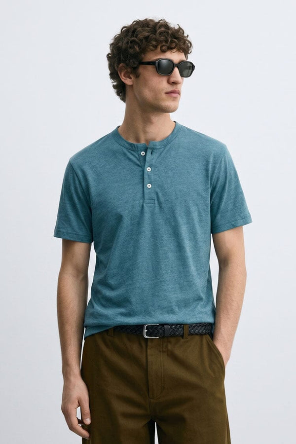 USQUARED Men's Textured Henley Tee Shirt