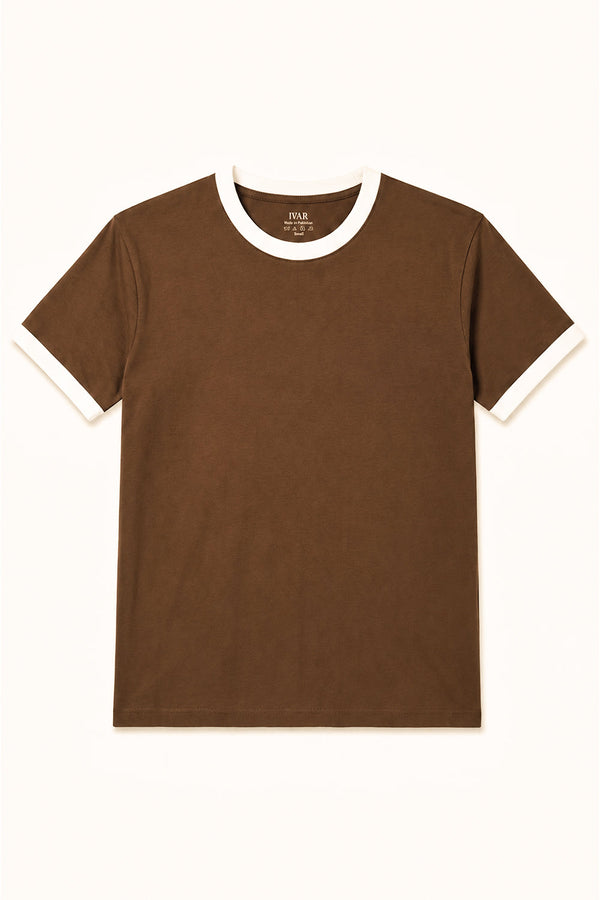 IVAR Cambridge Brown Ft White Ringer Tshirt
