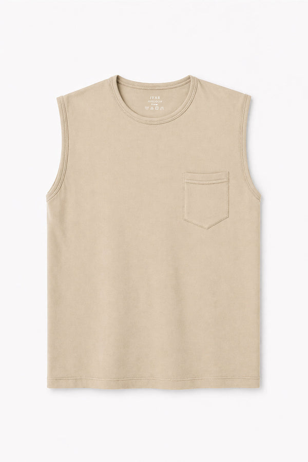 IVAR Airloop Beige Sleeve Less Tshirt