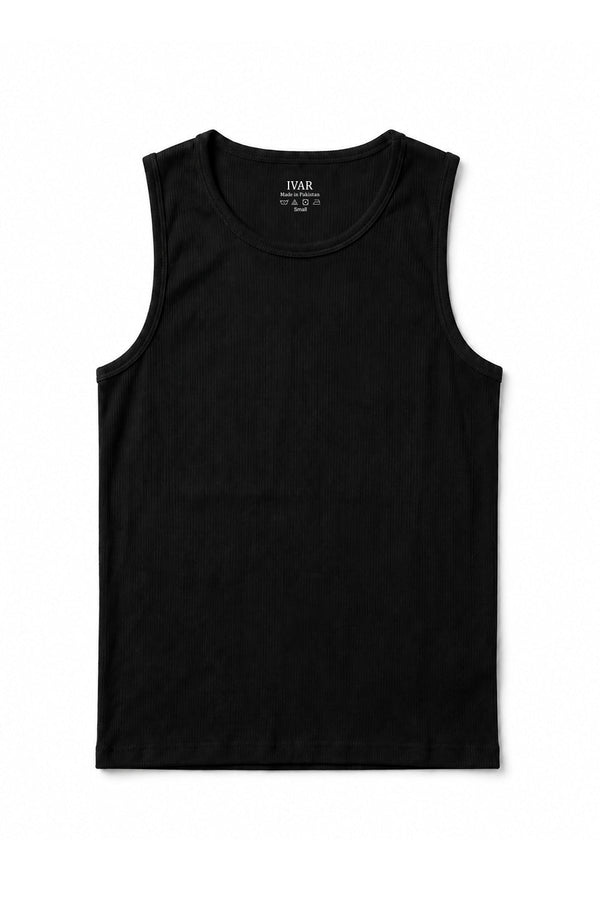 IVAR Black Muscle Ribbed Tanktop