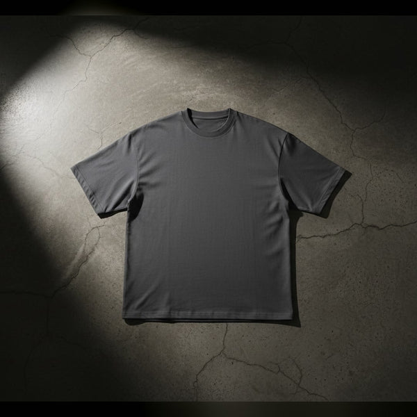 Deknit drop shoulder tee in Charcoal