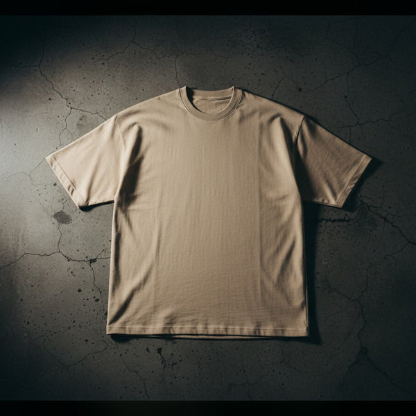 Deknit drop shoulder tee in Sand